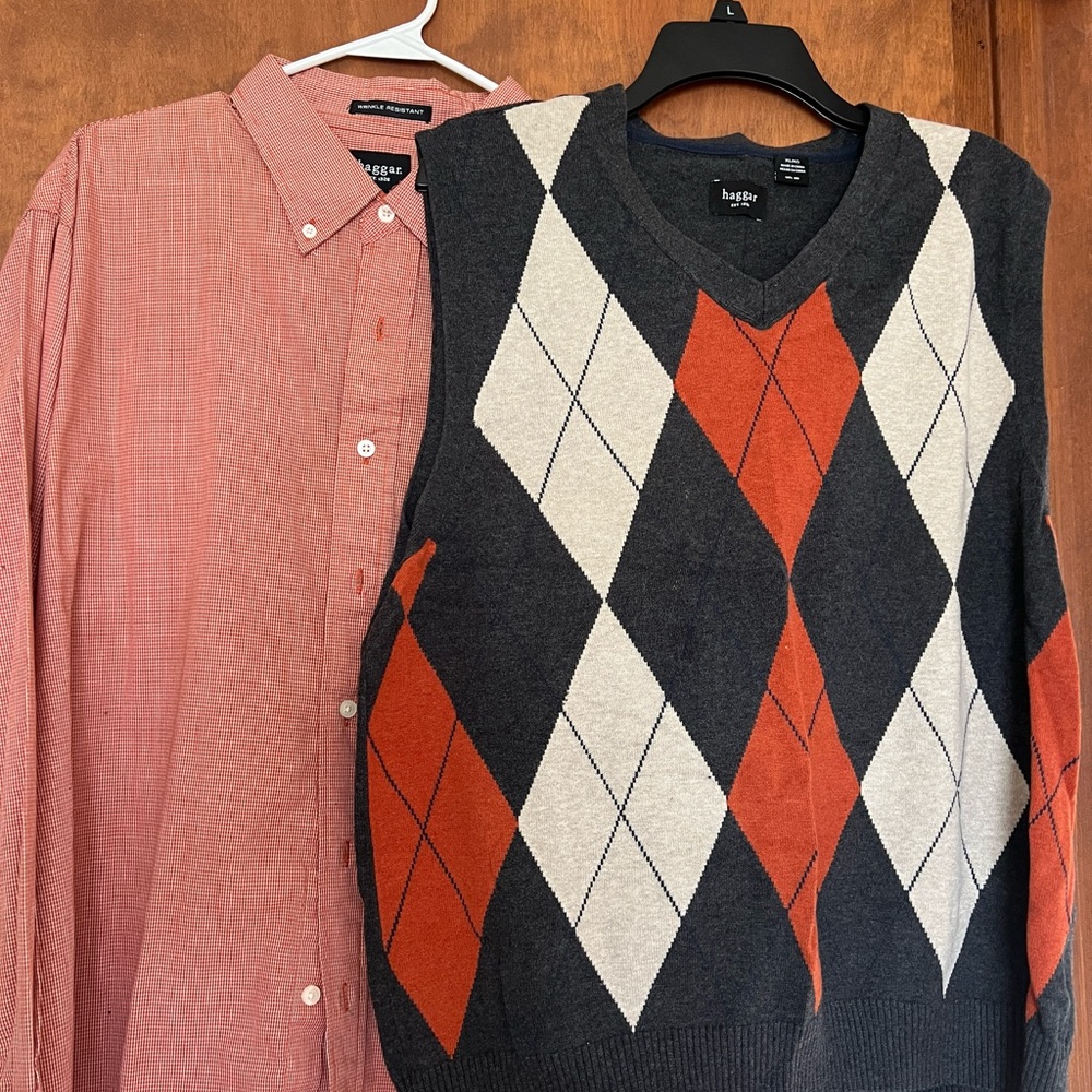 Haggar Shirt & Sweater Vest Combo - XL - EUC - Will Sell Items Separately